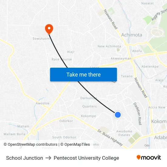 School Junction to Pentecost University College map