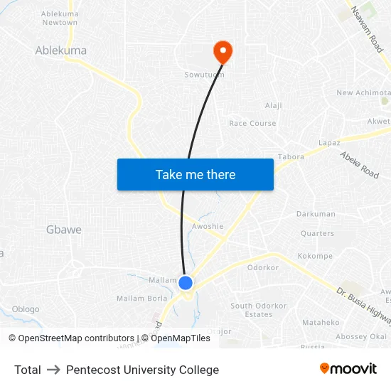 Total to Pentecost University College map