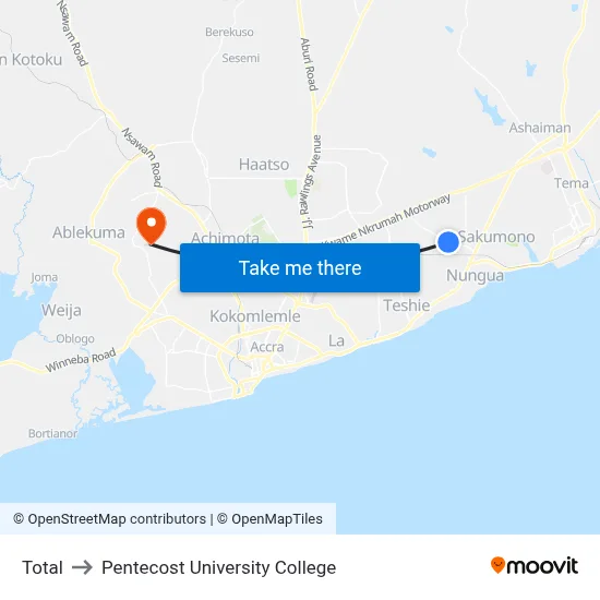 Total to Pentecost University College map