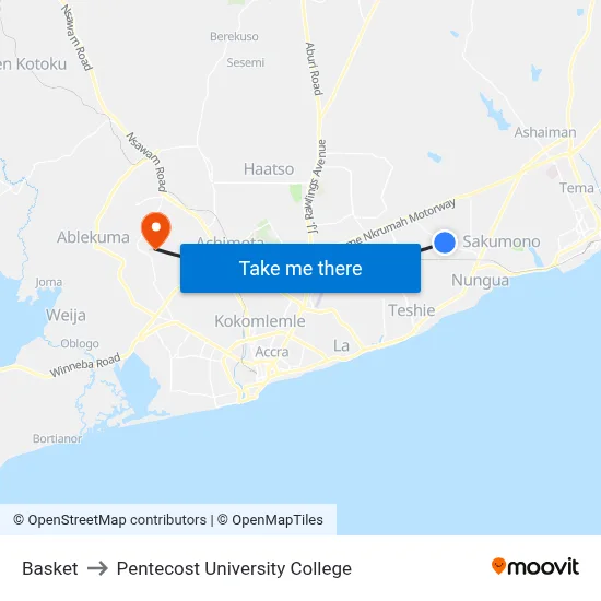 Basket to Pentecost University College map