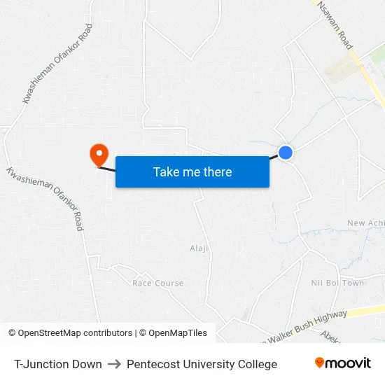 T-Junction Down to Pentecost University College map