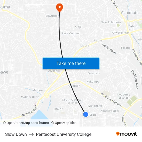 Slow Down to Pentecost University College map
