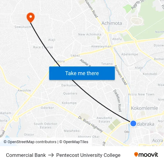 Commercial Bank to Pentecost University College map