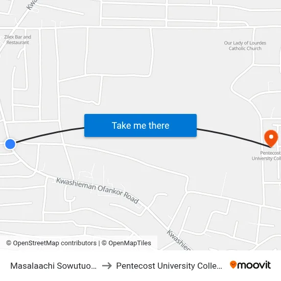 Masalaachi Sowutuom to Pentecost University College map