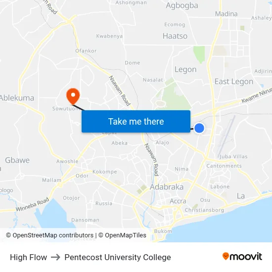 High Flow to Pentecost University College map