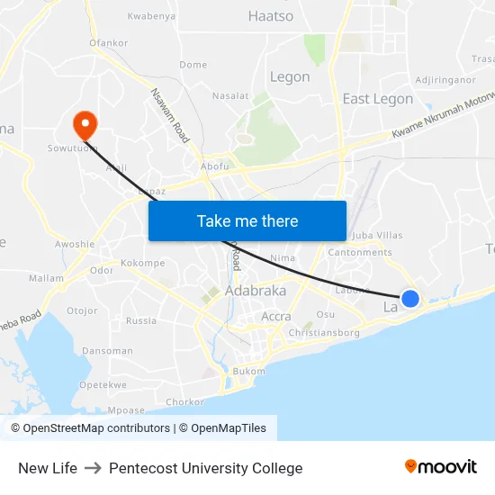 New Life to Pentecost University College map