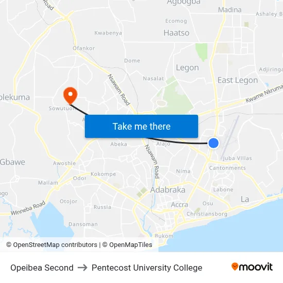 Opeibea Second to Pentecost University College map