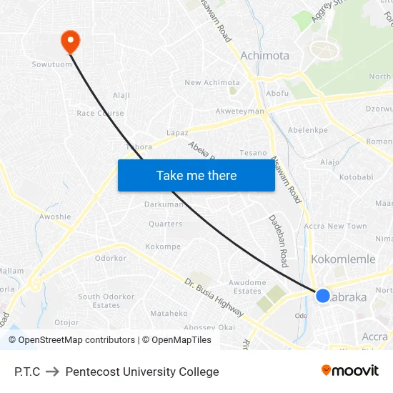 P.T.C to Pentecost University College map