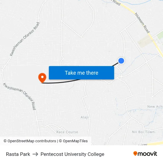 Rasta Park to Pentecost University College map