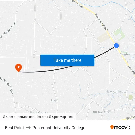 Best Point to Pentecost University College map