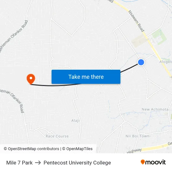 Mile 7 Park to Pentecost University College map