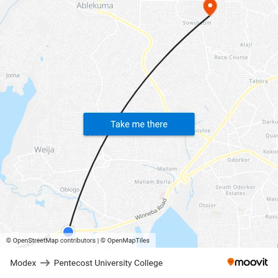 Modex to Pentecost University College map
