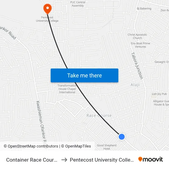 Container Race Course to Pentecost University College map