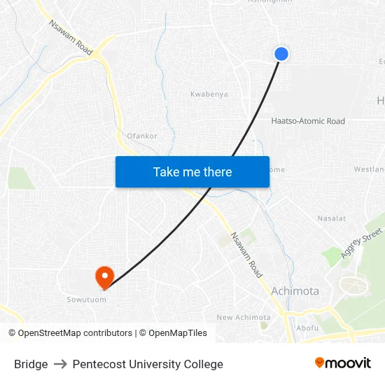 Bridge to Pentecost University College map