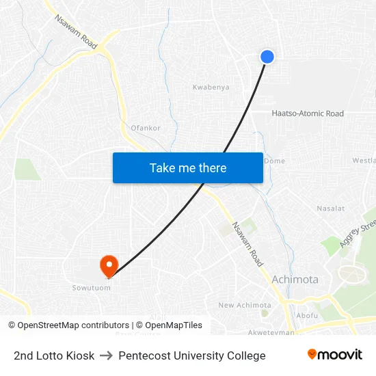 2nd Lotto Kiosk to Pentecost University College map