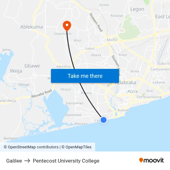 Galilee to Pentecost University College map