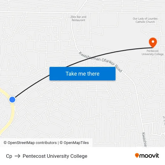 Cp to Pentecost University College map