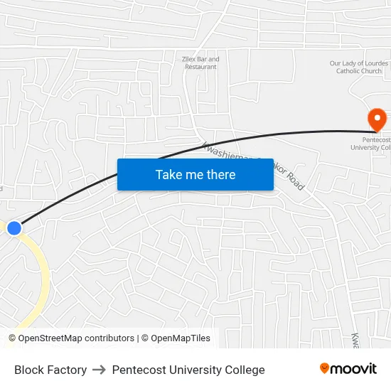 Block Factory to Pentecost University College map