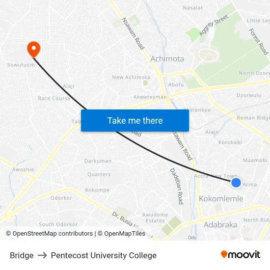 Bridge to Pentecost University College map