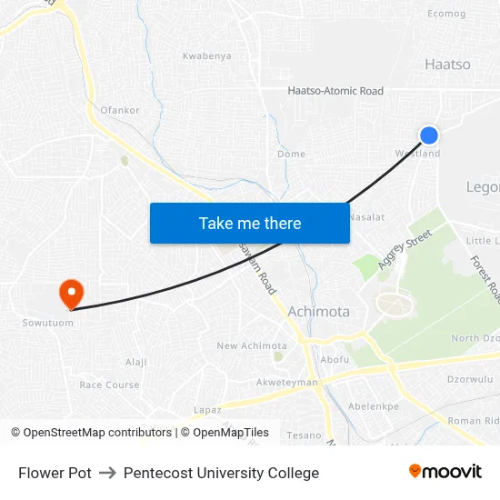Flower Pot to Pentecost University College map
