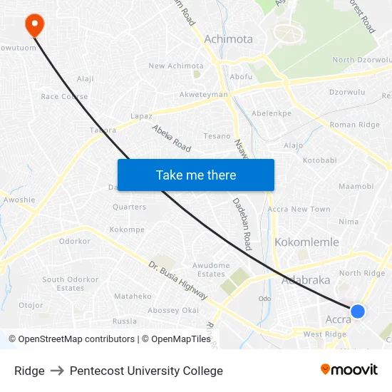 Ridge to Pentecost University College map