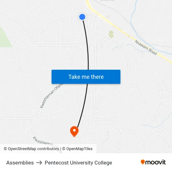 Assemblies to Pentecost University College map