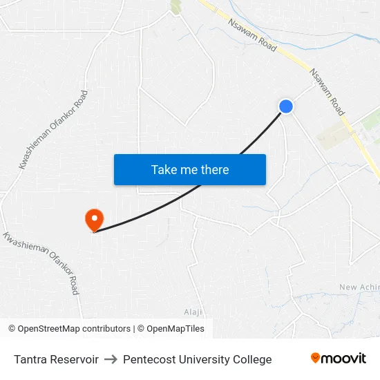 Tantra Reservoir to Pentecost University College map