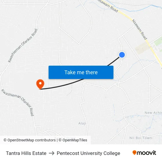 Tantra Hills Estate to Pentecost University College map
