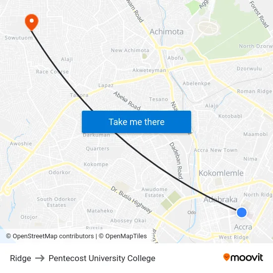 Ridge to Pentecost University College map