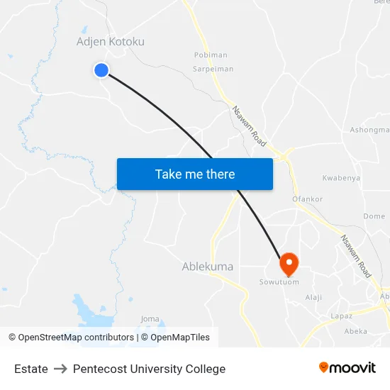 Estate to Pentecost University College map