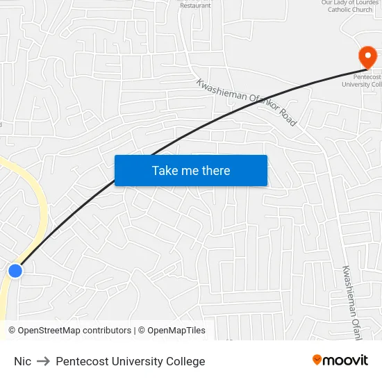 Nic to Pentecost University College map