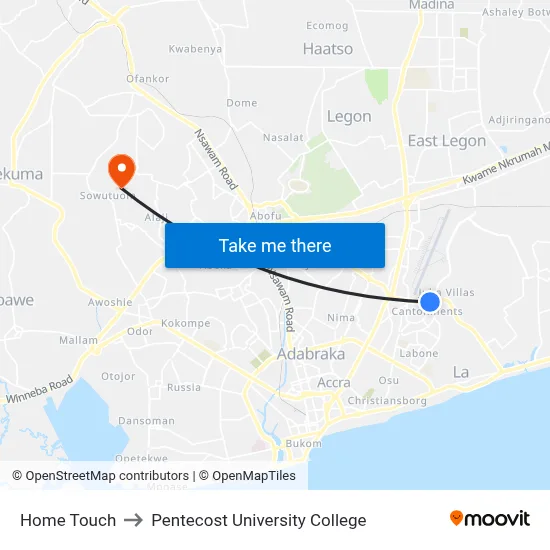 Home Touch to Pentecost University College map