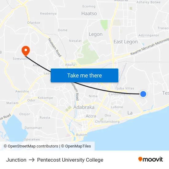 Junction to Pentecost University College map
