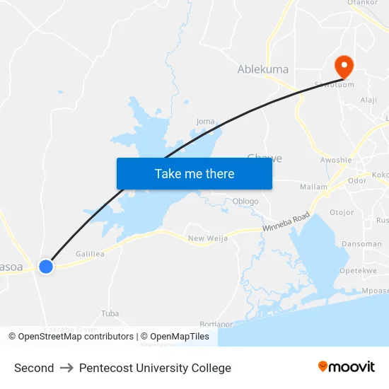 Second to Pentecost University College map