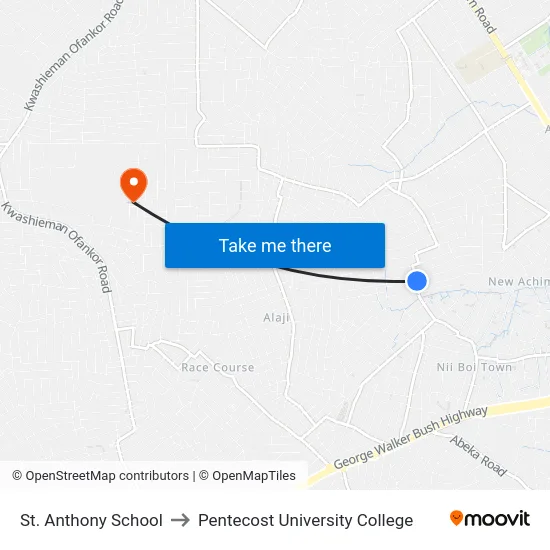 St. Anthony School to Pentecost University College map