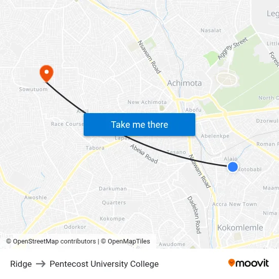 Ridge to Pentecost University College map