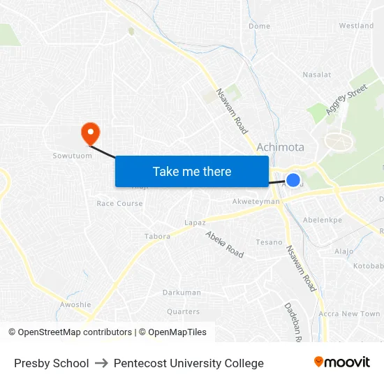 Presby School to Pentecost University College map