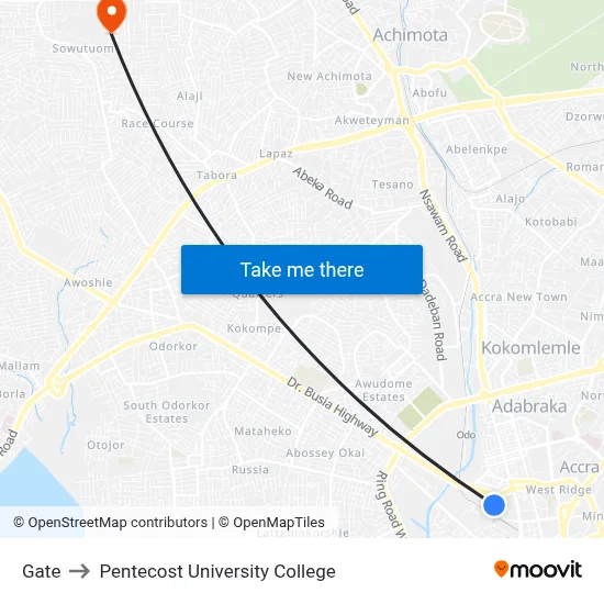 Gate to Pentecost University College map