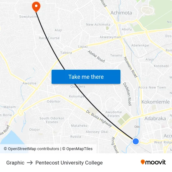 Graphic to Pentecost University College map