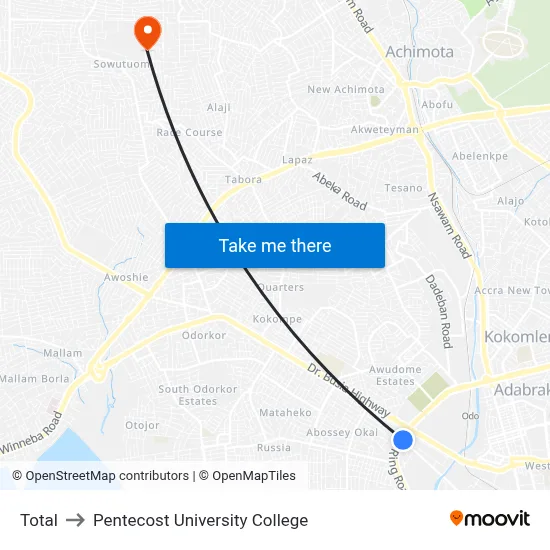 Total to Pentecost University College map