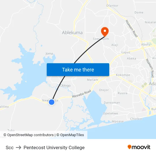 Scc to Pentecost University College map
