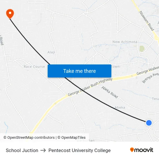 School Juction to Pentecost University College map
