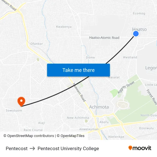Pentecost to Pentecost University College map