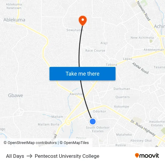 All Days to Pentecost University College map