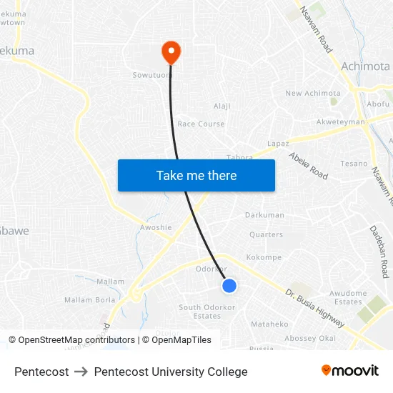 Pentecost to Pentecost University College map