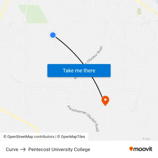 Curve to Pentecost University College map