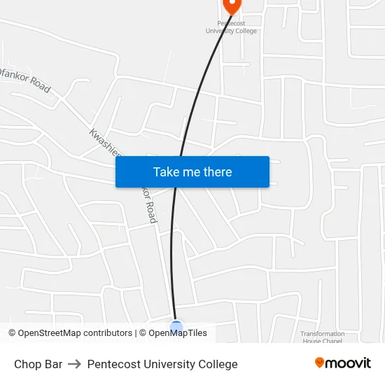 Chop Bar to Pentecost University College map