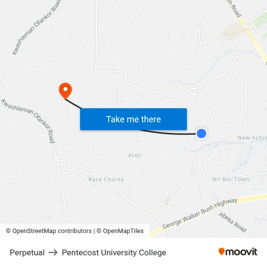 Perpetual to Pentecost University College map