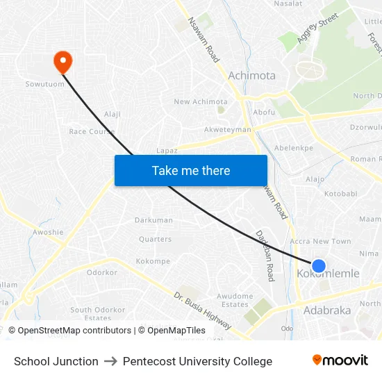 School Junction to Pentecost University College map