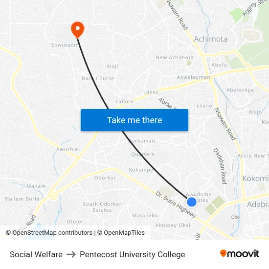 Social Welfare to Pentecost University College map